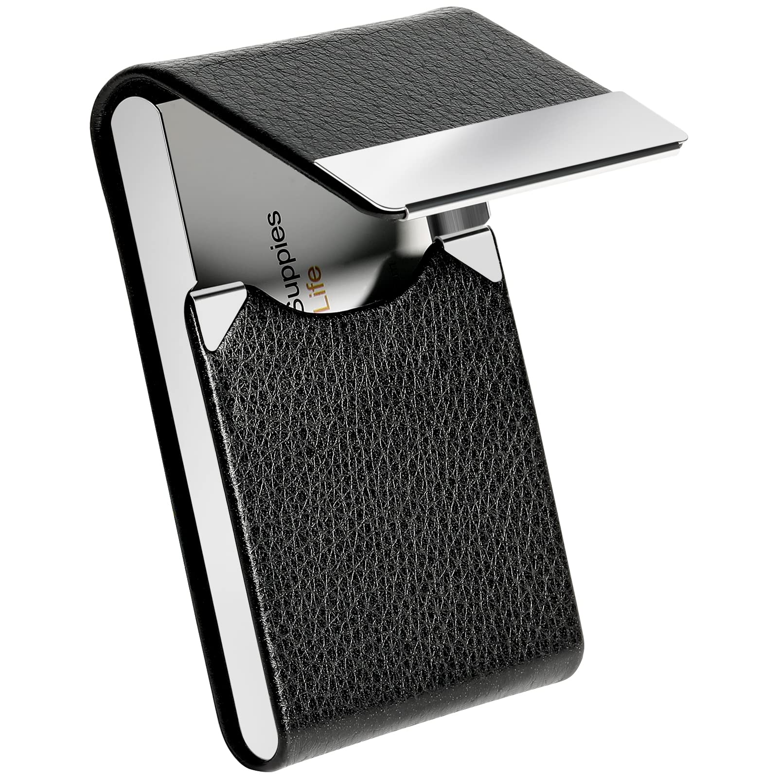 ZIBUYU Business Card Holder Metal Visiting Card Case Classy Card Holder for Women & Men PU Leather Wallet Card Case with Metal Magnetic Clasp, 20 Cards (6x9.5cm) - Black ZIBUYU Business Card Holder Metal Visiting Card Case Classy Card Holder for Women & Men PU Leather Wallet Card Case with Metal Magnetic Clasp, 20 Cards (6x9.5cm) - Black